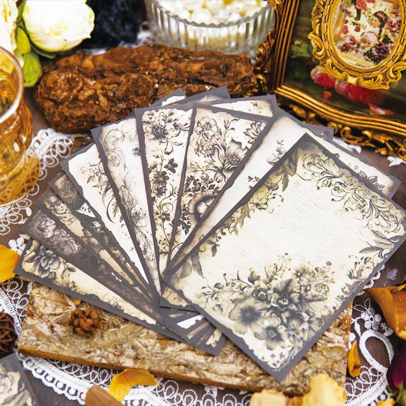 Product Introduction of Vintage Flower Pattern Non-stick Material Paper, 150pcs/set Scrapbooking & Stamping DIY Material Decorative Background Paper, Office Accessories 4