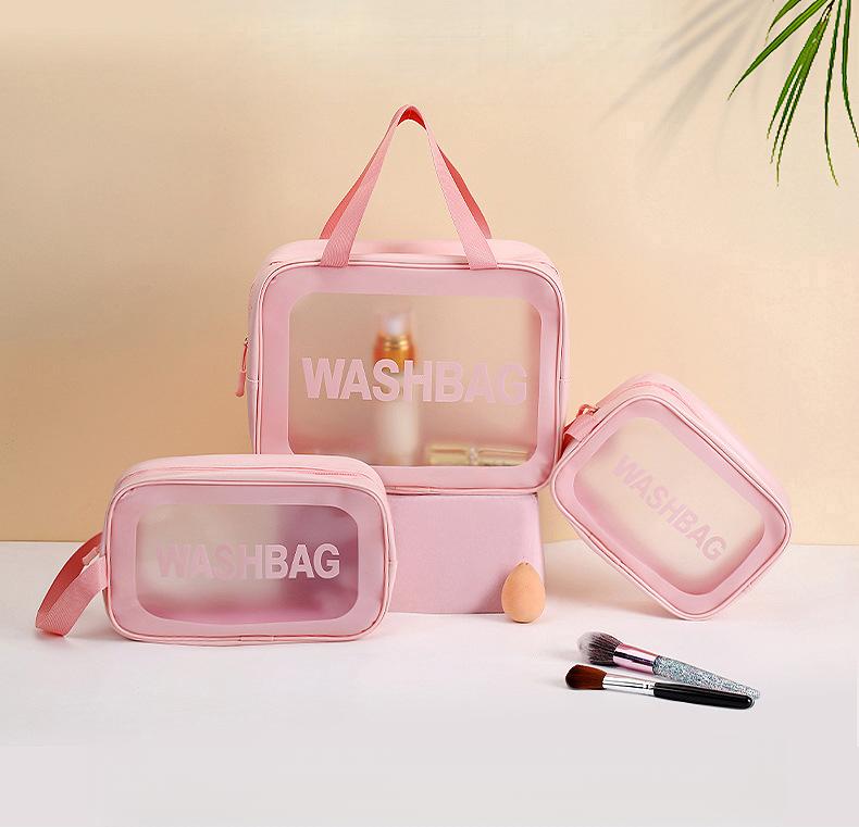 Product Introduction of Handheld cosmetic bag, transparent PU, waterproof, ins style, high appearance value, large capacity and with a sense of high-class 0