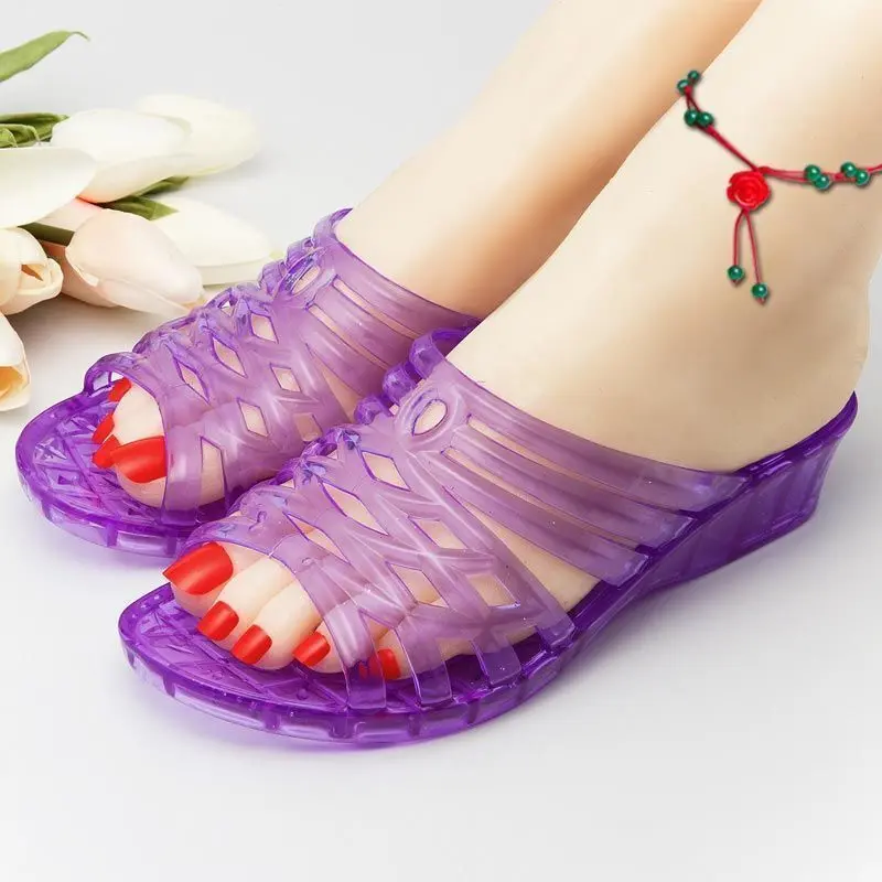 [ ​ clear sandals]Women's Slippers for Home Use, Non-Slip New Style Sandals, Crystal Sandals, Women's Mid-Heel Slippers, Summer Transparent Thick Sole Fashionable Outdoor Slippers[Transparent crystal sandals]