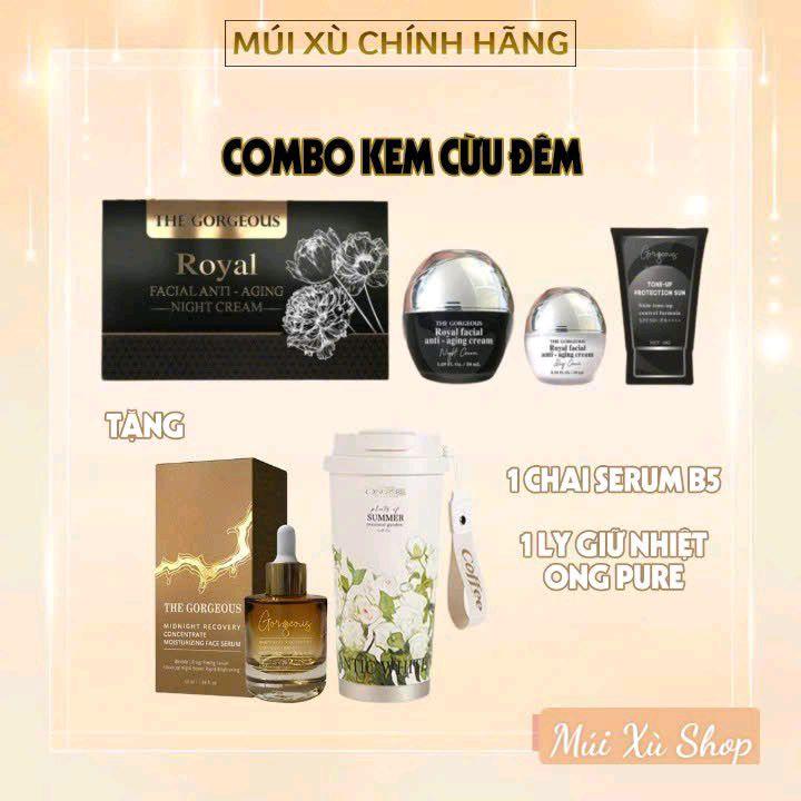 [CHÍNH HÃNG] KEM CỪU ĐÊM Múi Xù Gorgeous tính chất gấp 2 lần hỗ trợ dưỡng trắng da, Mờ Thâm Nám (1Kem đêm 50g+1kem ngày10g+1 gói chống nắng)