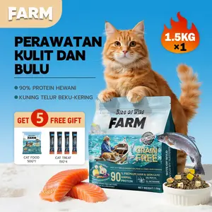 FARM - Bite of Wild Makanan Kucing Premium 1.5kg Rasa Salmon & Tuna Bebas Biji-bijian Protein 90% untuk Perawatan Pencernaan dan Kesehatan Bulu
