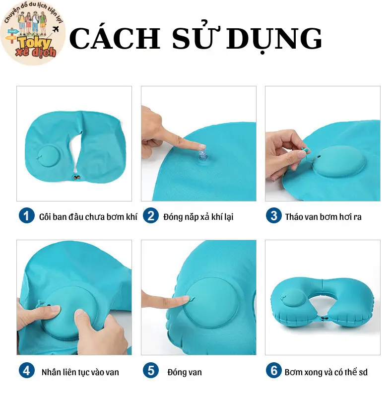Gối kê cổ chữ U bơm hơi tiện lợi khi mang đi du lịch, công tác, nhân viên văn phòng 3