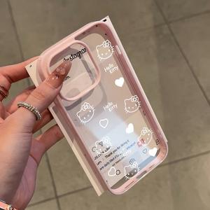 Heart Kitty Compatible with Apple 16 Phone Case iPhone 15 Pro/14/13 Shockproof 12/11 Acrylic