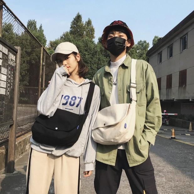 Túi tote vải canvas đeo chéo ulzzang basic trơn nam nữ unisex đi học thời trang giá rẻ Trơn