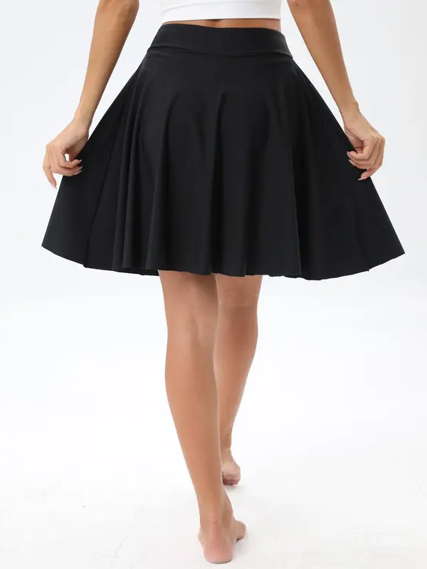 Women's Solid High Waist Swim Skirt, Casual Plain Swim Bottoms for Summer, Ladies Swimwear for Beach Holiday Vacation 4