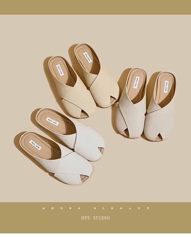 Product Introduction of French Style Closed Toe Slippers for Girls Summer Outdoor Walking Shoes 2024 New Fashion All-Matching Women's Flat Sandals walking shoes footwear girl comfort Parent Knee 1