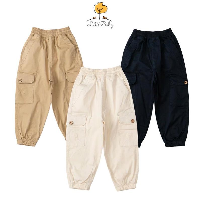 (Tăng Size) Liti Baby - Quần bé trai, Quần Thô kaki Cao Cấp cho bé trai size 6-14 tuổi (20-45kg) , Quần dài bé trai túi hộp chất  kaki mềm mịn co giãn