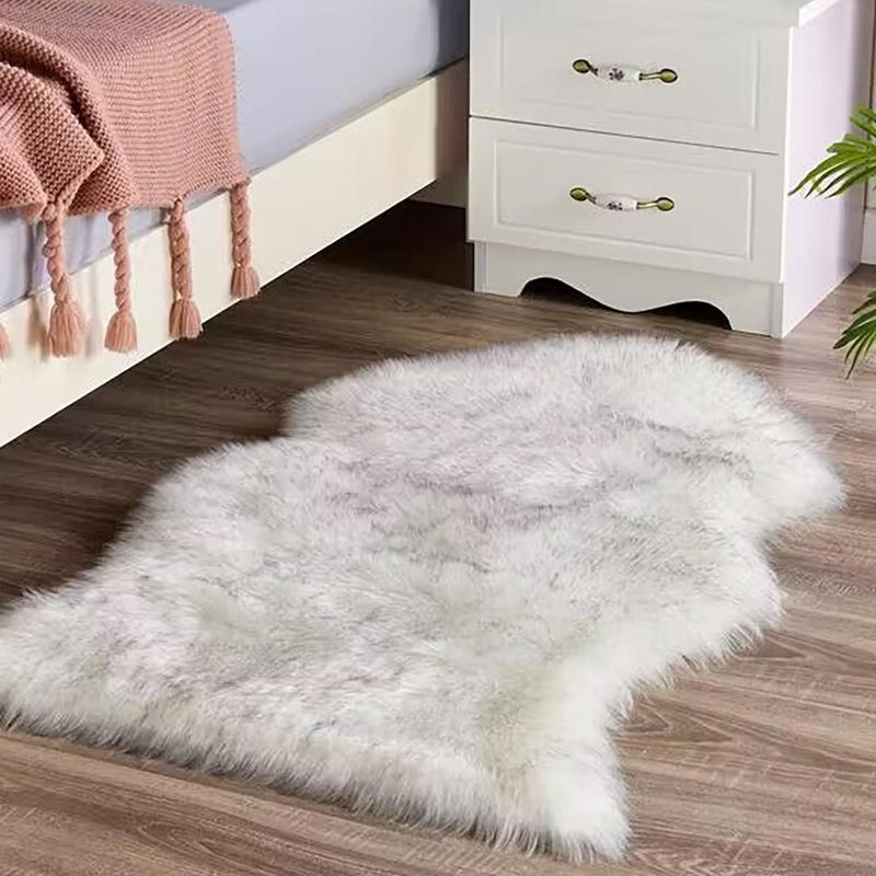 Solid Color Soft Fuzzy Rug, 1 Count Irregular Non-slip Floor Carpet, Faux Fur Cozy & Comfortable Mat For Home Living Room Bedroom Decor 4