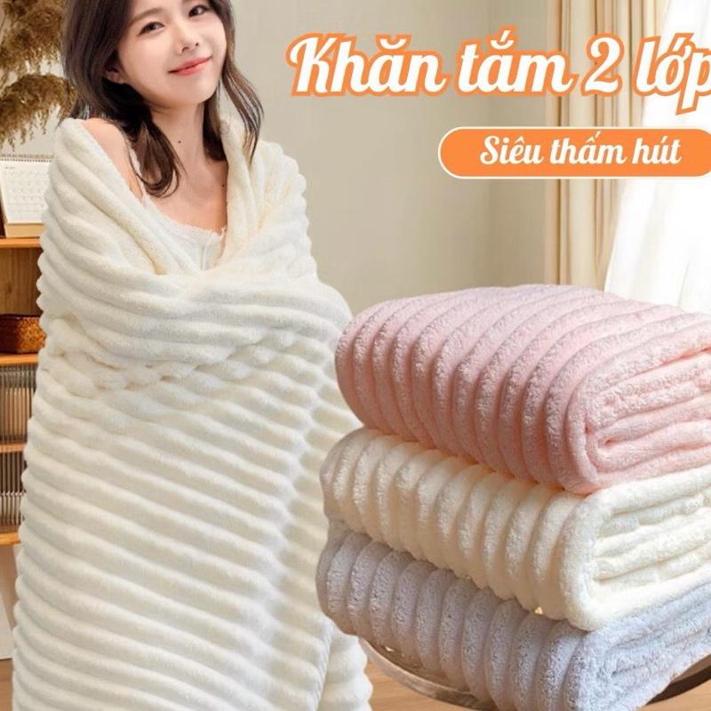 Khăn Tắm Siêu Thấm Hút Nước , Khăn Mặt Sợi Cuộn To Dày Chất Liệu Cao Cấp Không Rụng Lông
