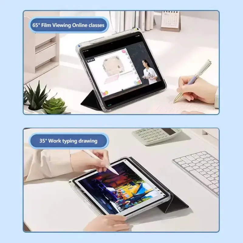Vỏ Acrylic Trong Suốt, Dành Cho iPad Pro 11 / 13, M4 / 2024, Air 6, 11, Air5 / 4, 10.9, Pro 12.9, Mini 6, 5 / 6th, 9.7, 10.2 ", Tương Thích Với iPad Thế Hệ Thứ 7 / 8 / 9 / 10, Có Ngăn Đựng Bút, Csae Phụ Kiện 8