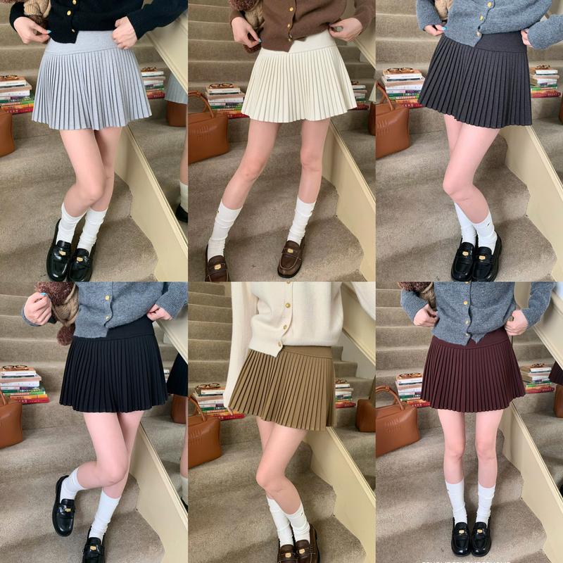  DELIZ - Chân váy xếp ly nữ thiết kế cạp cao chất dạ mềm ấm áp phối đồ thu đông - CV30 