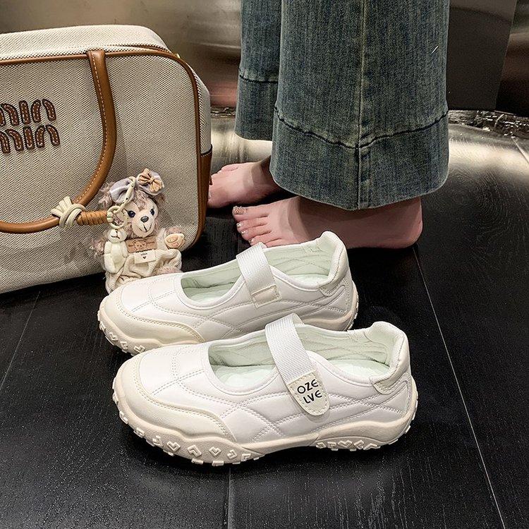  Giày Mary Jane JINXCHOY Hàng Mới Về Thoải Mái Và Thoáng Khí Mũi Tròn Đế Bằng Có Quai Dán Đế Dày Thời Trang Thích Hợp Cho Học Sinh Và Giày Thường Ngày Ngoài Trời Đế Mềm Giày Thể Thao SS24 