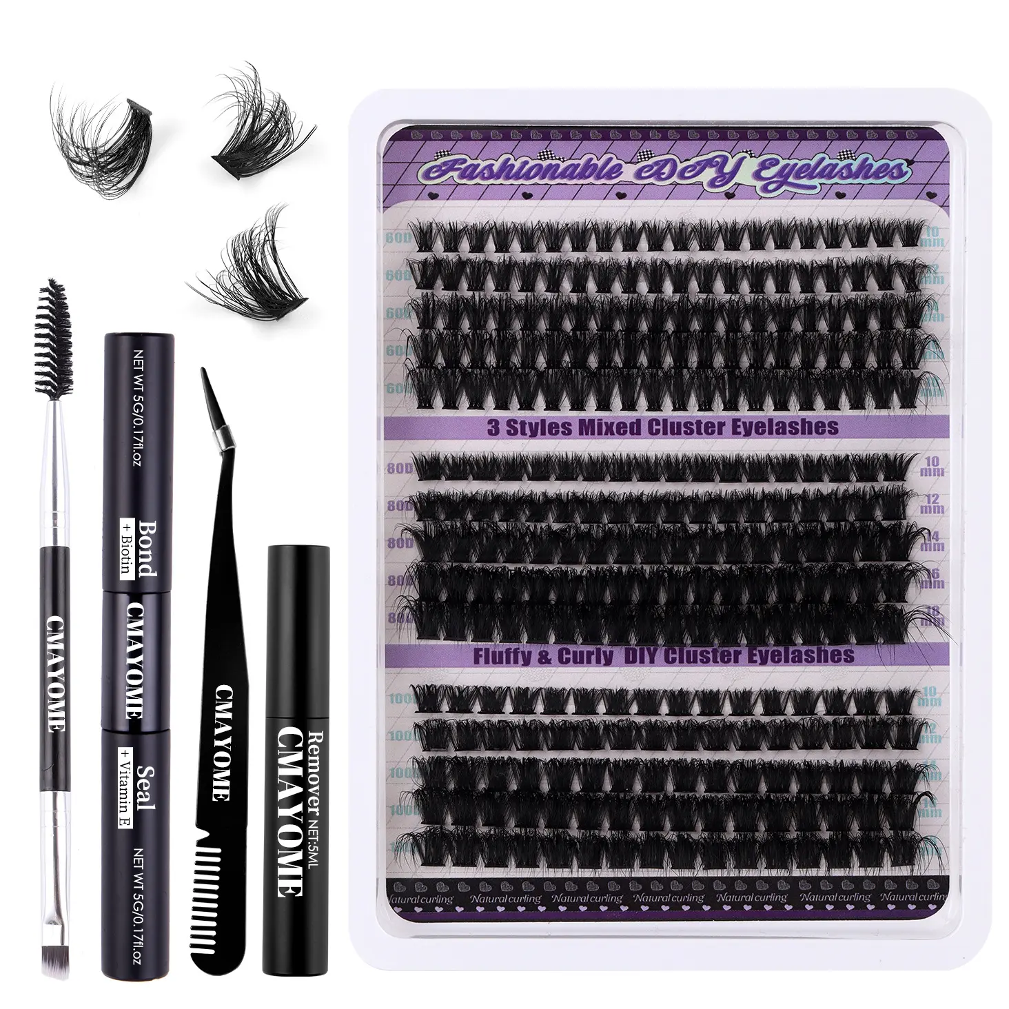 DIY Segment Single Cluster Large Capacity D Curve 60 D80d Assortment Pack Individual False Eyelash Thick Curl Hot Melt Stem False Eyelashes