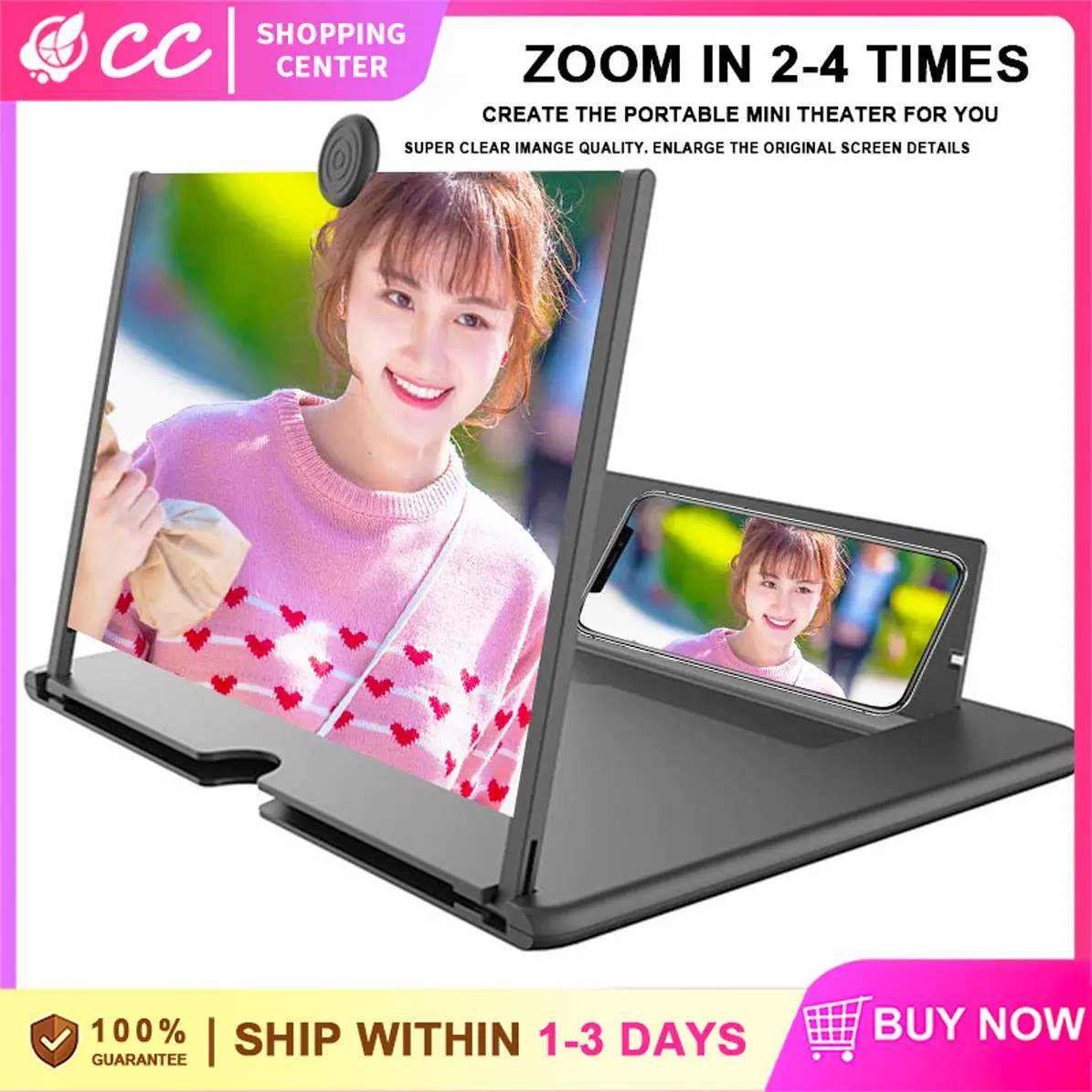 12 Inch/10 Inch 3D Magnifier Holder for Cellphone F3 HD Foldable Portable Mobile Large Screen Amplifier Stand for CP Shrinkable High Definition Ultra-clear F3 HD Large Mirror Zoom Eye Protection Phone Accesories