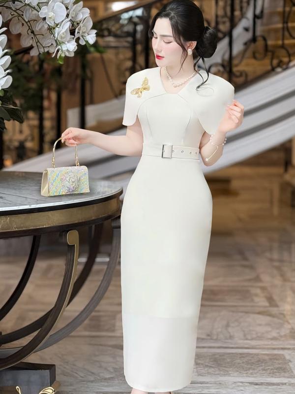 [MIỄN SHIP] MDU4632 Váy Mango Ý Cao Cấp – Thanh Lịch Quyến Rũ Với Chi Tiết Bướm Đính Nổi Dành Cho Nữ  Women