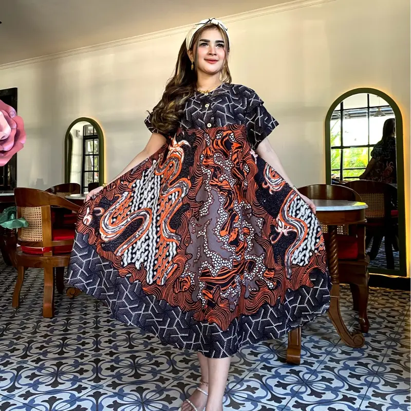 DASTER PAYUNG JUMBO Katun Rayon lembut Busui Kancing Motif Batik cocok untuk Bumil remaja Nyaman Panjang 2