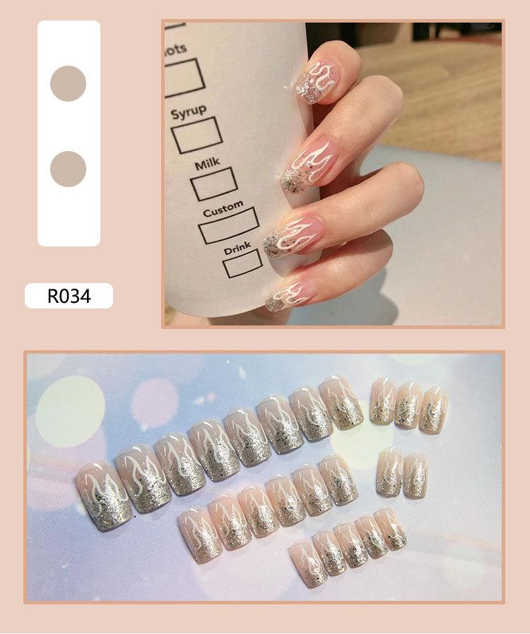 Product Introduction of Fake Nails Finished Stickers Cute Nail Stickers Wearable Nail Stickers Removable Fake Nail Pieces 24 Pieces 7