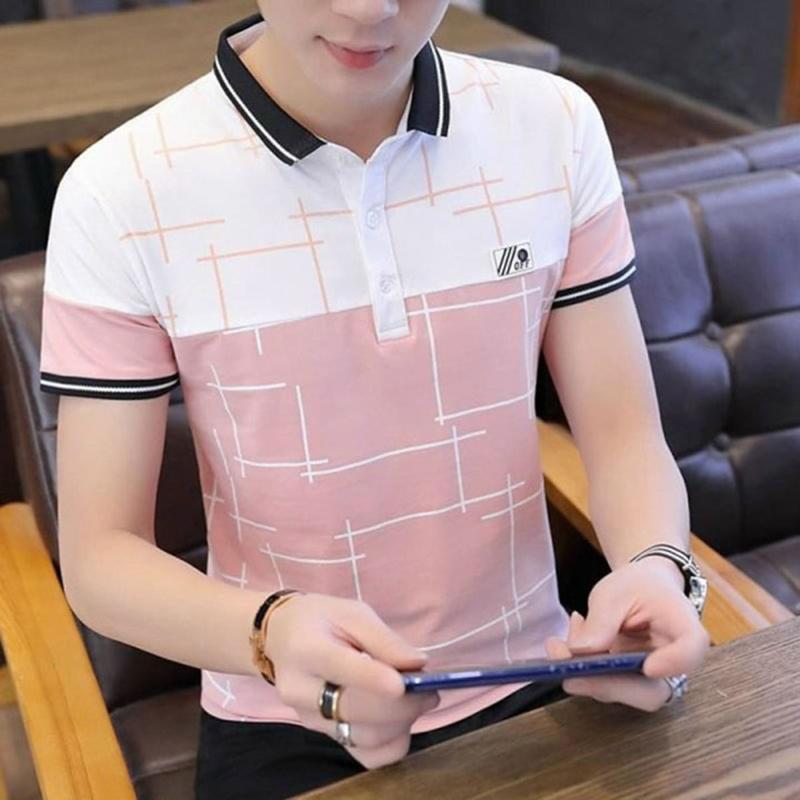 Áo thun nam có cổ tay ngắn phối màu trẻ trung vải mềm, co giãn Menswear Polo Cotton Ngắn Tay Shirt Tre 2
