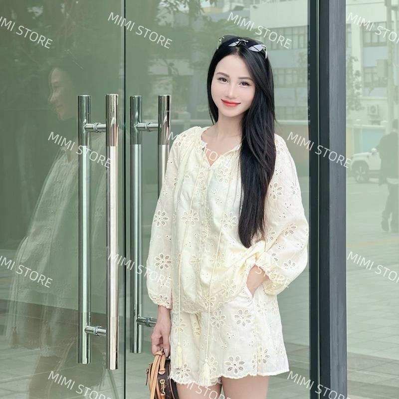 [Mã 02] Set quần áo nữ đục lỗ thêu hoa hai lớp (Dài tay) 3