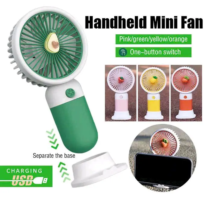 Quạt mini cầm tay tích điện hình trái cây siêu mát Thuận tiện cho các bé đi học hoặc đi chơi