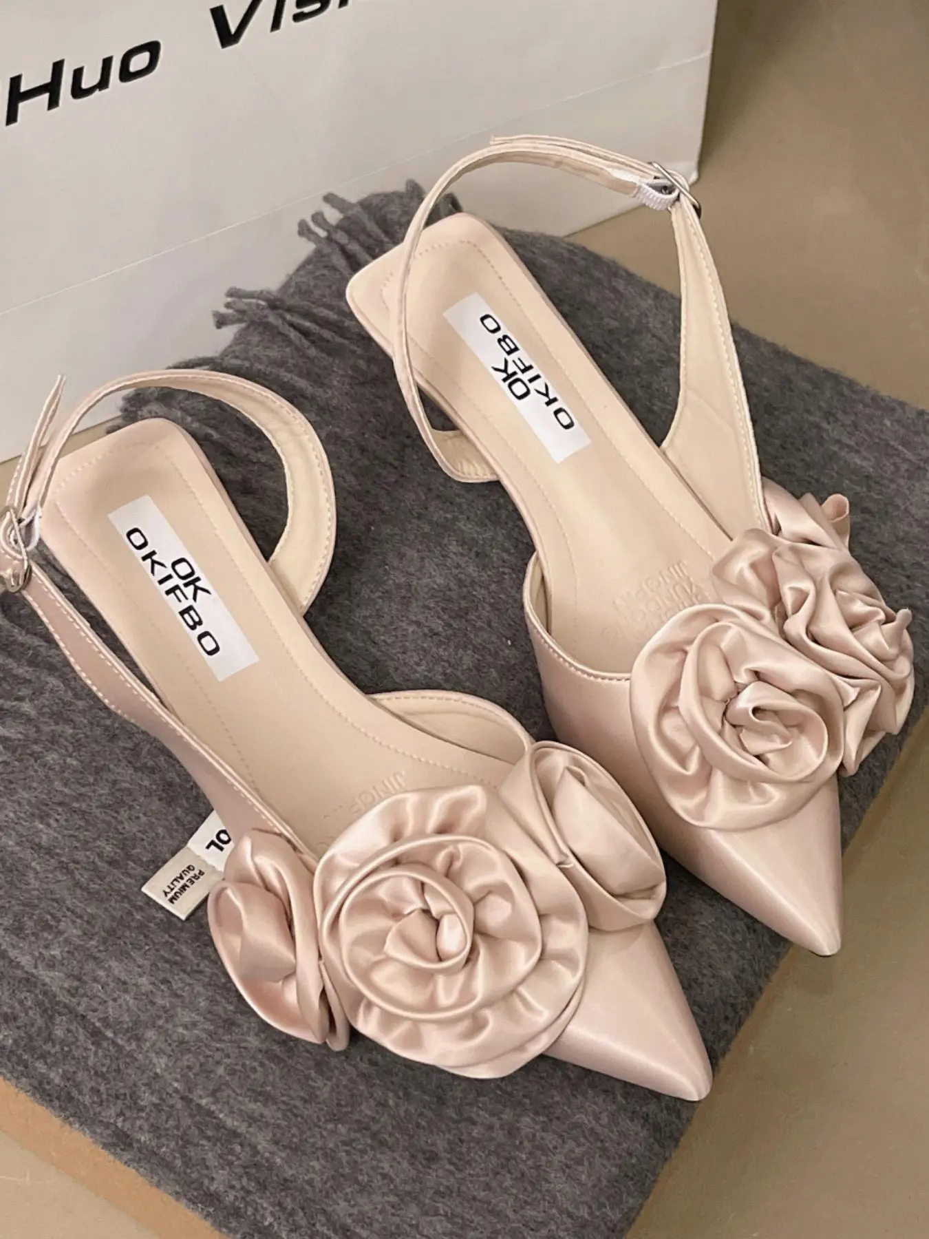 Women's Elegant Rose Decorated High Heel Sandals, Trendy Minimalist Pointed Toe Sandals, Chic All-match Shoes for Daily Wear, Girl