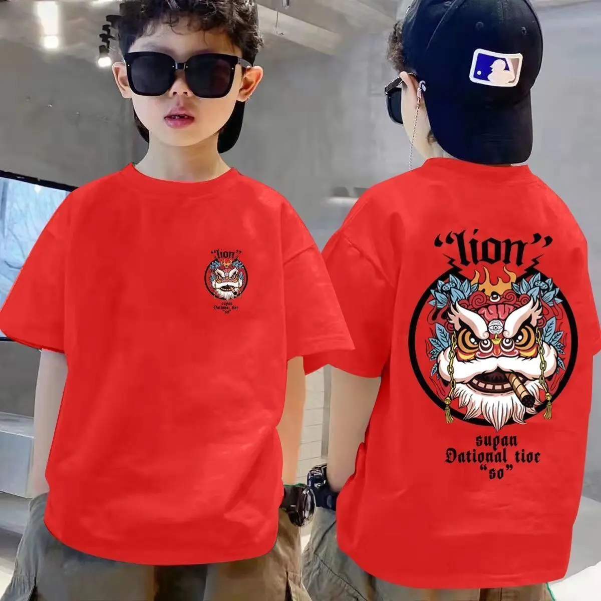 Áo Thun Phong Cách Hợp Xu hướng Quốc Gia, Áo Sơ Mi Nam Đẹp Trai Ngầu, Áo Sơ Mi Bé Trai Và Bé Gái, Tay Lửng Trẻ Em Trung Và Lớn, ngắn Tay, Hàng Mới Về Năm 2024