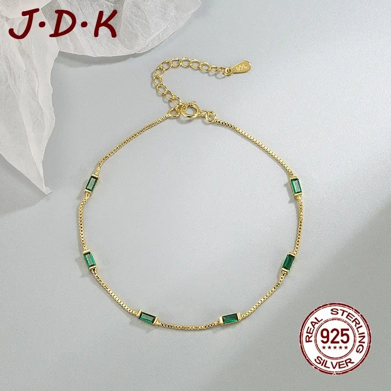 JDK Gelang Zircon Emerald Perak 925 5A Untuk Wanita