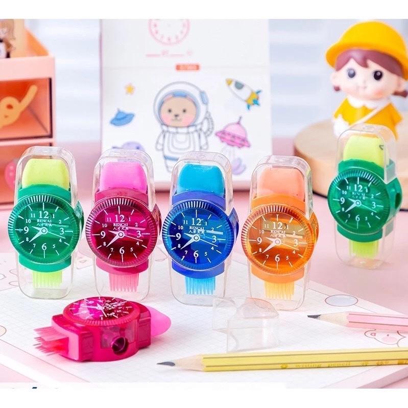 ￼Gọt Bút Chì VPPT&T Hình Đồng Hồ Kèm Tẩy Và Chổi 0