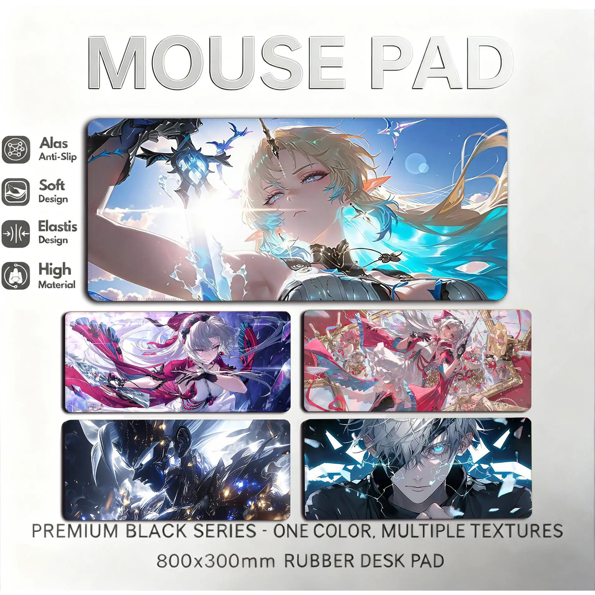 Super Cool Genshin Impact Anime Gaming Mouse Pad Anti-Slip Komputer Meja Mat Keyboard Pad Tebal-Edging Extra-Large Aesthetic Mousepad Gaming Mat.02