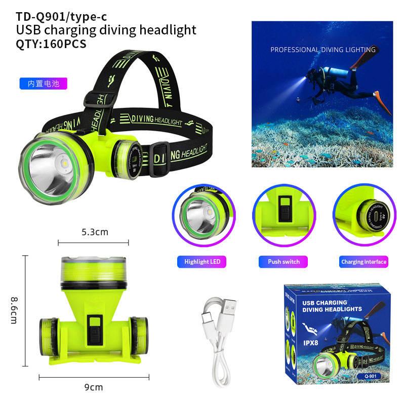 light usb rechargeable for camping, hiking, fishing1800 LumensWaterproof xpe Led Dive Head Torch Headlight For Diving head lamp 4