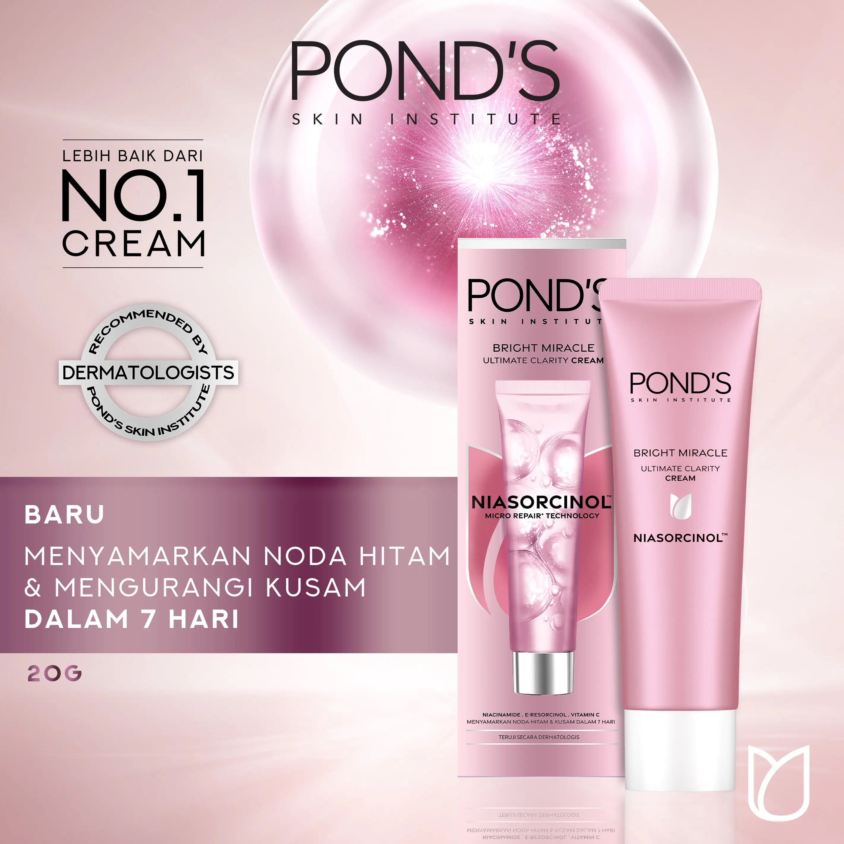 [PRE ORDER] Pond's Bright Miracle Ultimate Clarity Niasorcinol Cream 20G