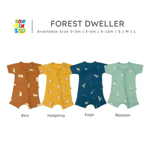 BONBINZOO - Romper Playsuit Resleting Forest Dweler Series Anak Bayi 0-3 Tahun