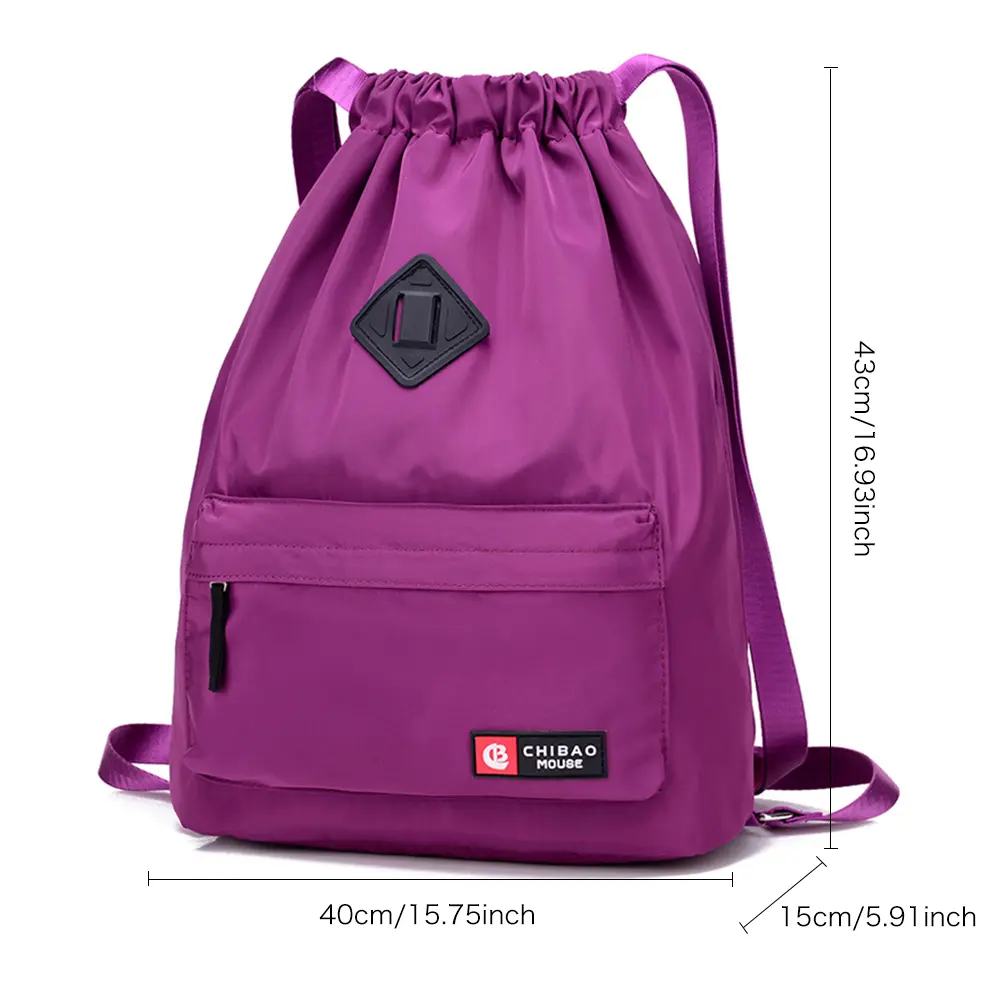 Ba Lô Du Lịch Dây Rút Cho Nữ, Ba Lô Miệng Bó Nylon Chống Thấm Nước, Túi Đựng Đồ Gấp Gọn Dung Tích Lớn, Túi Tập Thể Dục