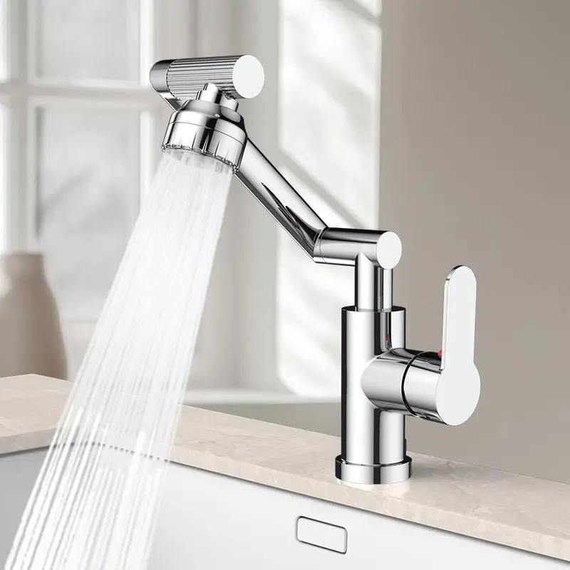 Foldable Kitchen Faucet, 360 Degree Rotatable Bathroom Faucet with 80cm Tubes, Modern Bathroom Sink Faucet, Home Bathroom Accessories 4