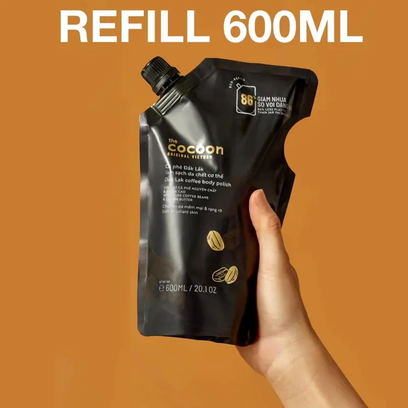 Cà phê Đắk Lắk tẩy da chết cơ thể Cocoon cho làn da mềm mại & rạng rỡ 600ml Túi Refill 5