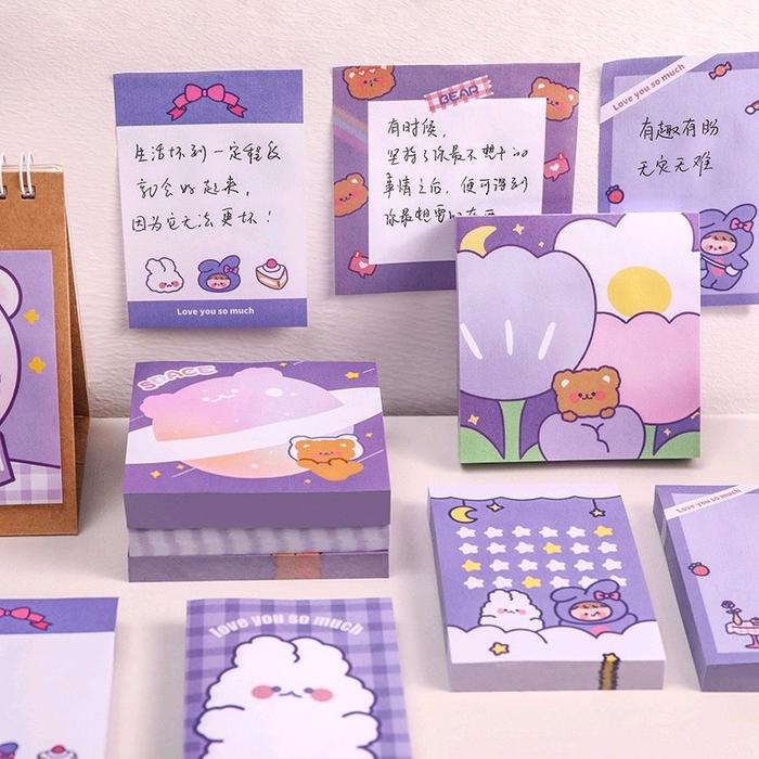 Jual STICKY NOTE INS AESTHETIC MEMO PAD PUPLE CARTOON CUTE KAWAII RT68 ...
