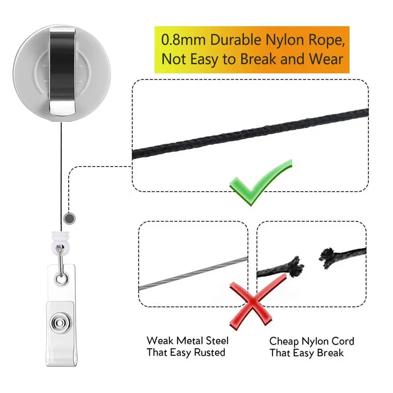 Retractable Badge Reel, 1 Count Acrylic ID Holder with Clip for Nurses, Doctors, Students & Office Staff, Identification Badges & Supplies 4