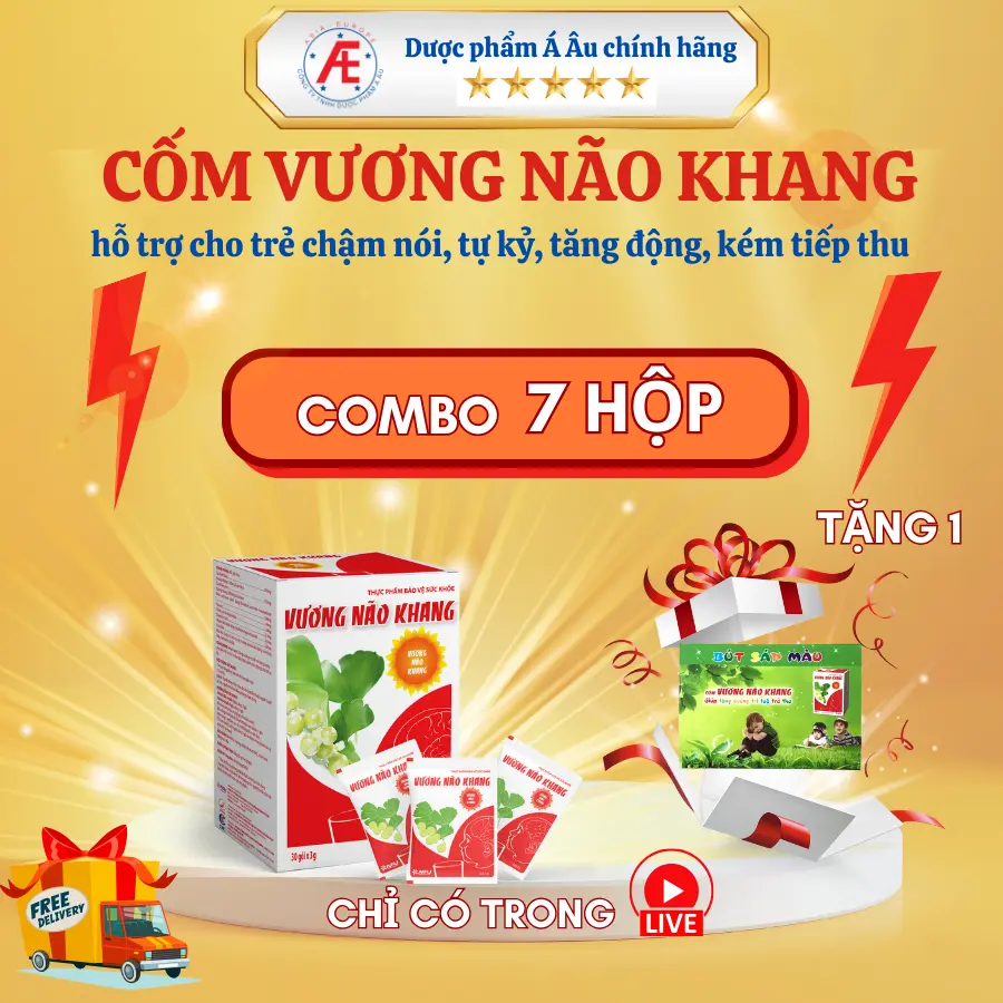 Combo  7 hộp Cốm Vương Não Khang (Hộp 30 gói) - Tặng 1 hộp màu - Công ty Nam Phương