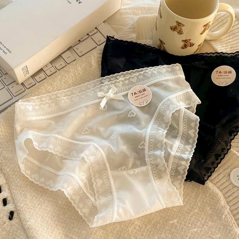 Sét 10 quần lót Nữ ren tơ 7A xuyên thấu, diệt nổi hình trái tim mềm mỏng, thoáng mát_Q210