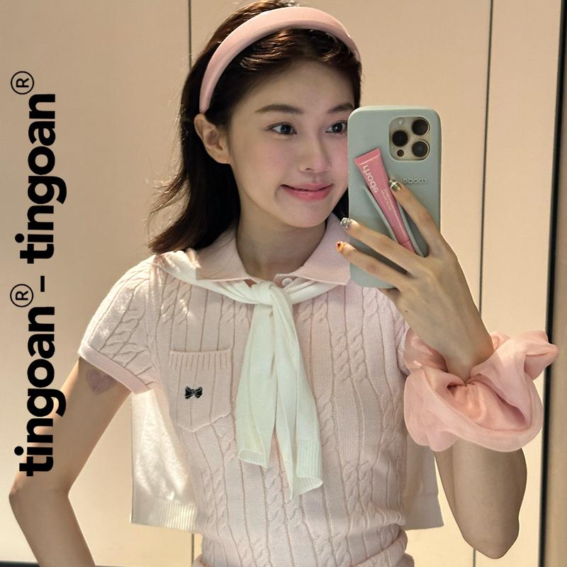 TINGOAN x TIKTOKSHOP - Áo len xù POLO cổ bẻ hồng hm phối túi ngực POLO BABY TOP  (không bao gồm khăn choàng cổ)