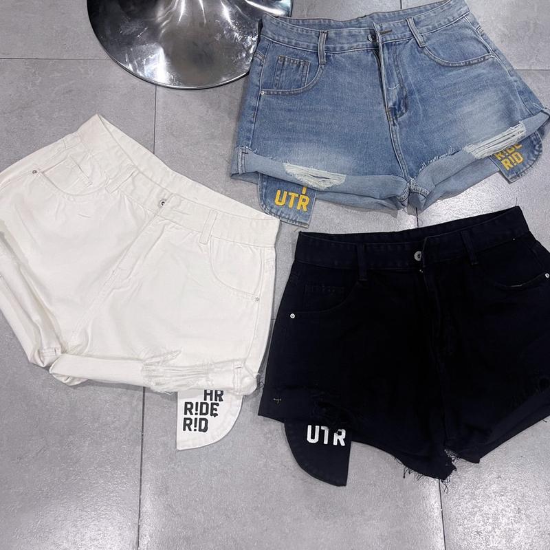  Quần sort túi to in  chữ xanh đen  trắng.  bigsize lưng cao  cho người mập  