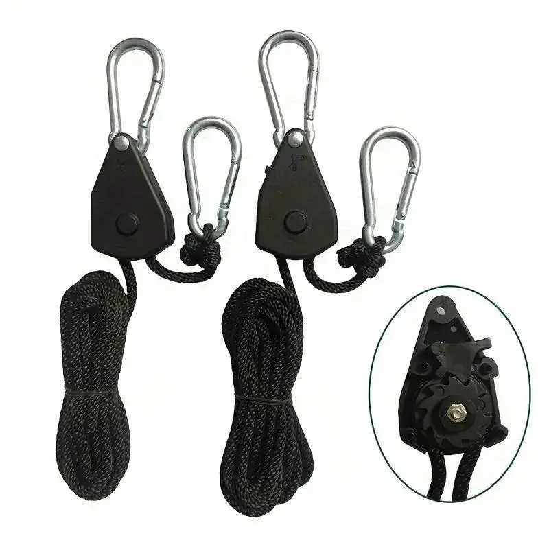 Camping Wind Rope Pulley Tie Downs with Carabiners, 4 Counts Durable Nylon Rope, Ideal for Securing Tents, Canopies & Tarps 5