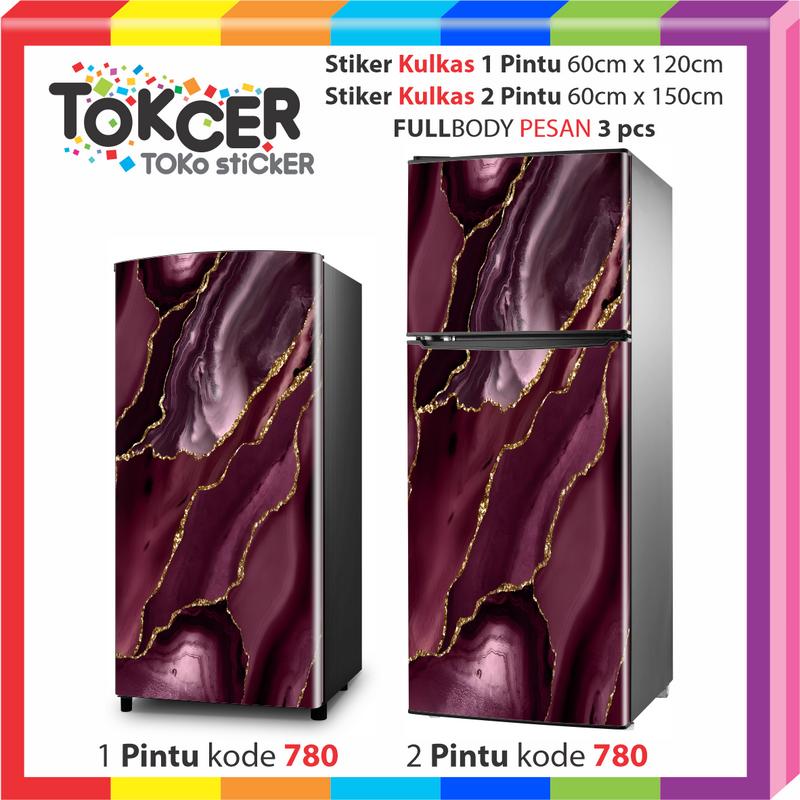 STIKER Kulkas 1 Pintu atau 2 Pintu Motif MARMER MEWAH Keren Sticker 8