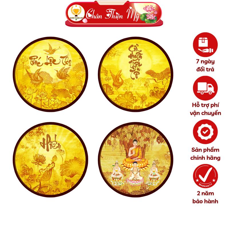 Đèn Hào Quang Phật Quan Âm In Tranh Trúc Chỉ Hoa Sen CHÂN THIỆN MỸ, Trang Trí Bàn Thờ Phật, Treo Phòng Thờ CTC-HQ-07 Decor