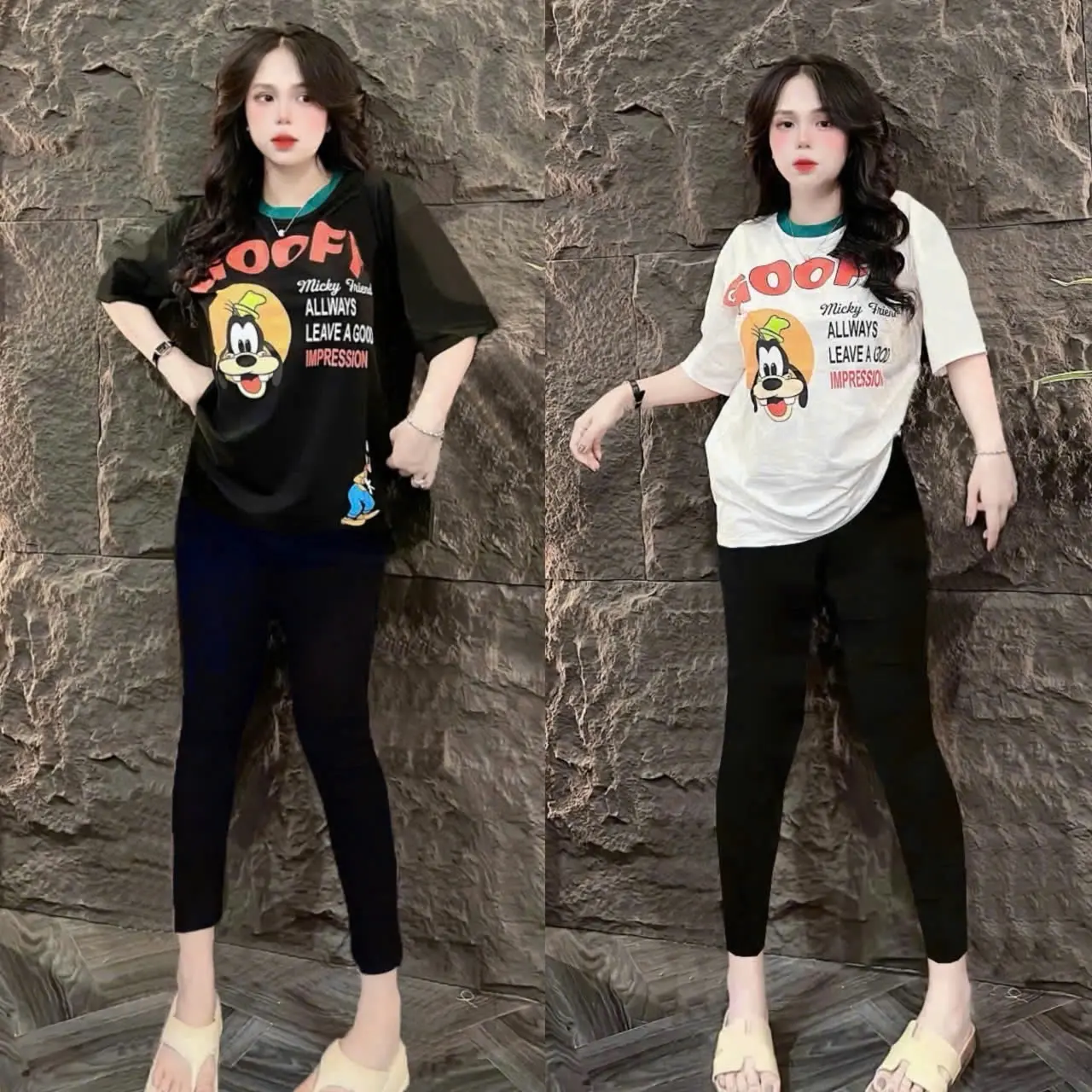 SET ĐỒ BỘ DÀI ÔM BIGSIZE 40-90KG IN HÌNH CÚN GOOFY CHẤT LIỆU THUN TĂM LẠNH MỀM MỊN THOÁNG MÁTT  Nữ Nhung Women Áo Thun Top Voi