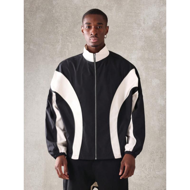 SUMWON Regular Fit Colour Blocking Nylon Zip Through Track Jacket ...