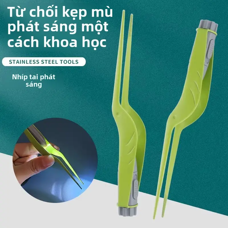 Nhíp Nhổ Tai Phát Sáng, Dụng Cụ Vệ Sinh Tai Cho Trẻ Em, Bộ Dụng Cụ Nhíp Vệ Sinh Tai Cho Bé Có Đèn 0