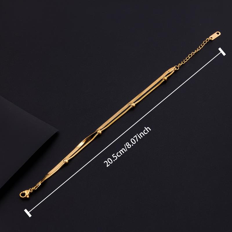 Product Introduction of 1pc Double Layers 18K Plated Hand Chain Bracelet Adjustable Hand Jewelry Decoration For Women 3