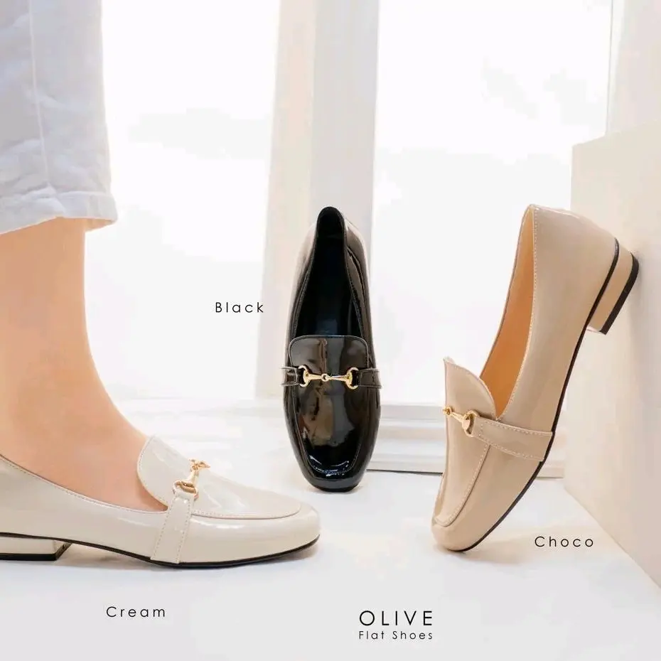 Damelia Olive Flatshoes Sandal Wanita sepatu kerja