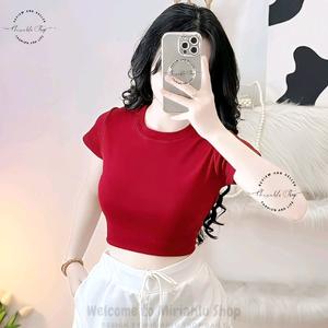 Áo Thun Croptop Borip Ôm Body Nữ Form Basic Màu Trơn, Kích Cở S M L, Áo Croptop Ôm Body Nữ
